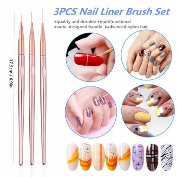 Nail brush set rose gold plastic acrylic liner angled gel mobre oval 3D nail brush wholesale