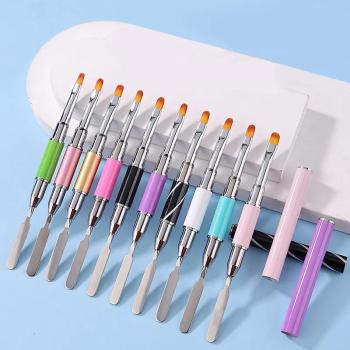 Japanese Style Ice Transparent Brown Handle Nail Brushes Drawing Line Round Head Phototherapy Gradient Pen Nail Tools
