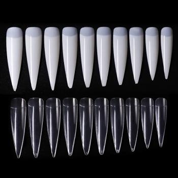 Natural long Sharp False Pointy Artificial Nails tips Long Custom Transparent False Press on Finger Nails Tips