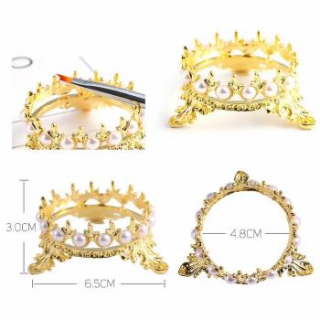 Wholesale Top Quality Gold-Plated Nail Art Brush Holder Crown Shape Metal Alloy Nails Brush Rack 2024