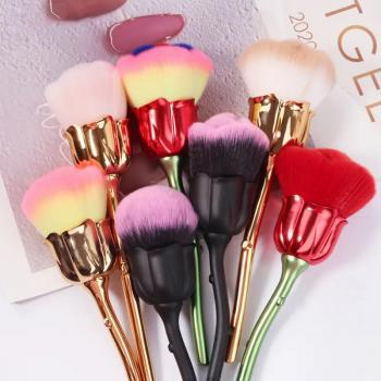 Custom Logo Rose Brush Six Angles Petal Crimped 100% Kolinsky Acrylic Nail Brush For Acrylic Nails Art 2024