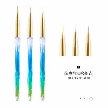 Colorful transparent resin acrylic rose gold gel nail brush set angled gel mobre oval 3D nail brush