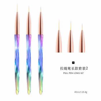 Colorful transparent resin acrylic rose gold gel nail brush set angled gel mobre oval 3D nail brush