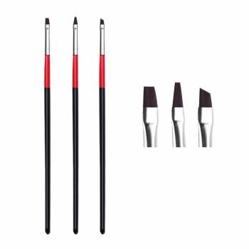 Colorful transparent resin acrylic rose gold gel nail brush set angled gel mobre oval 3D nail brush