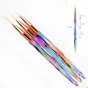 Colorful transparent resin acrylic rose gold gel nail brush set angled gel mobre oval 3D nail brush