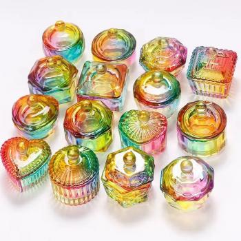 New popular Crystal diamond acrylic powder liquid cup clear Colorful glass nail dappen dish other nail supplies nail cup