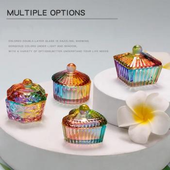 New popular Crystal diamond acrylic powder liquid cup clear Colorful glass nail dappen dish other nail supplies nail cup