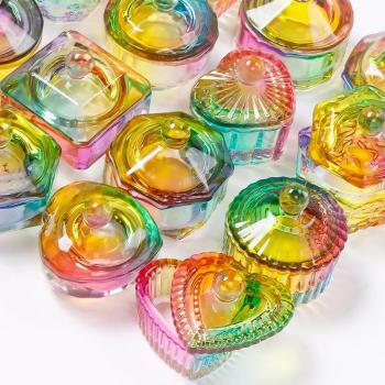 New popular Crystal diamond acrylic powder liquid cup clear Colorful glass nail dappen dish other nail supplies nail cup