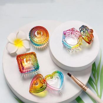 New popular Crystal diamond acrylic powder liquid cup clear Colorful glass nail dappen dish other nail supplies nail cup