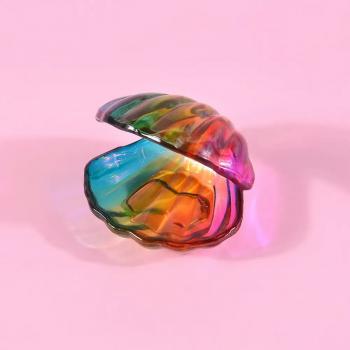 Wholesale nail cup shell-shaped three-color crystal acrylic powder liquid container wash nail brush Dappen Dish Cup