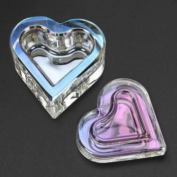 Wholesale nail cup with lid heart-shaped crystal Acrylic powder liquid container Dappen Dish Cup for wash nail brush