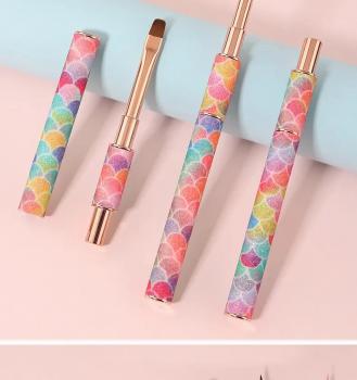 High Quality Foretrend New Glitter Fish Scale Metal Handle Liner Flower Ombre Brush Nail Art Nail Gel Nail Brush