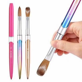 Custom Logo Kolinsky Nail Art Brush 100% Pure Kolinsky nail art liner brushes Metal Nail Art Brush Set