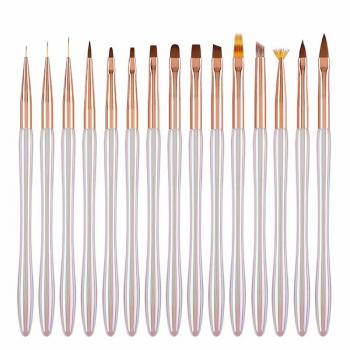 15pcs Nail Brush Set White Wooden Brush High Quality Customized Logo Packaging Manicurist 100% Kolinsky Gel Nail Art Brush Set