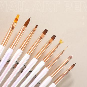 15pcs Nail Brush Set White Wooden Brush High Quality Customized Logo Packaging Manicurist 100% Kolinsky Gel Nail Art Brush Set