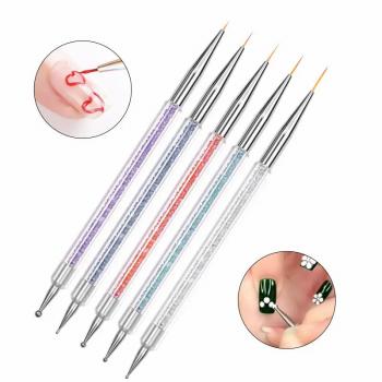 Double Side Crystal Handle Acrylic UV Gel Glitter Drawing Painting Nail dot Nail Dotting Pen
