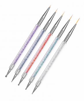 Double Side Crystal Handle Acrylic UV Gel Glitter Drawing Painting Nail dot Nail Dotting Pen