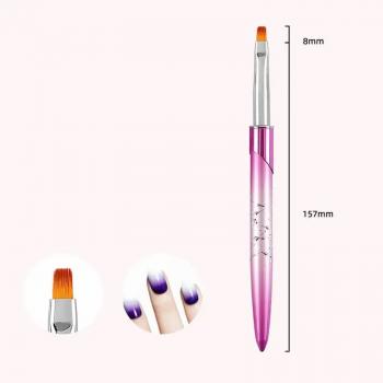 2023 New Metal 6 pcs Ice Flower Nail Art Tool Brush Set Painted Pull Line Flat Mouth Round Head Crystal Pen Brush