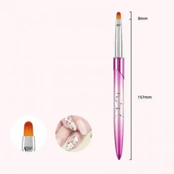 2023 New Metal 6 pcs Ice Flower Nail Art Tool Brush Set Painted Pull Line Flat Mouth Round Head Crystal Pen Brush