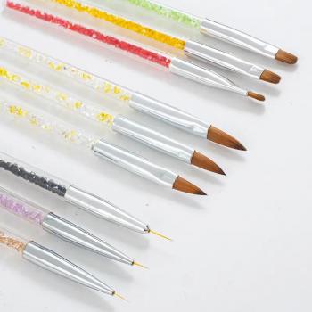 Factory wholesale cheap nail brush set acrylic brush holder angled 3D acrylic liner brush set