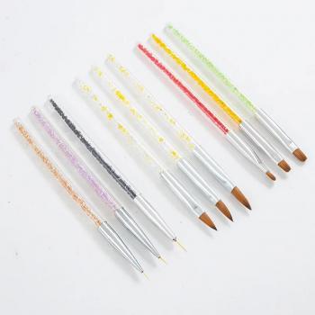 Factory wholesale cheap nail brush set acrylic brush holder angled 3D acrylic liner brush set