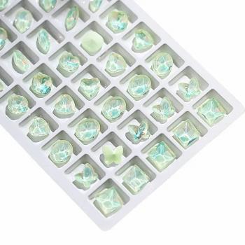 New Aurora Light Green Glitter Diamond Nail Art Hot Sale Love Butterfly Pointed Bottom Drill Nail Jewelry Wholesale