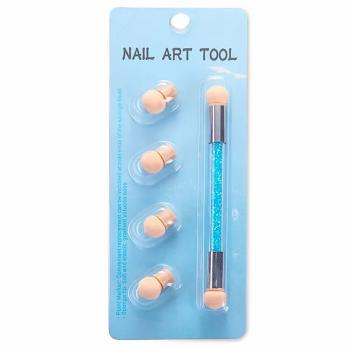 Double Nail Art Brush Acrylic Water Drill Filling Brush Rod Dizzy Dye Pen With Replaceable Sponge Head