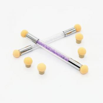 Double Nail Art Brush Acrylic Water Drill Filling Brush Rod Dizzy Dye Pen With Replaceable Sponge Head