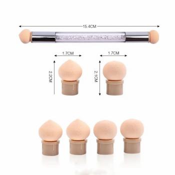 Double Nail Art Brush Acrylic Water Drill Filling Brush Rod Dizzy Dye Pen With Replaceable Sponge Head