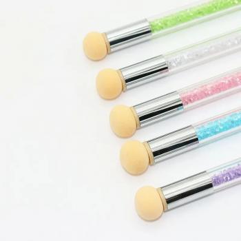 Double Nail Art Brush Acrylic Water Drill Filling Brush Rod Dizzy Dye Pen With Replaceable Sponge Head