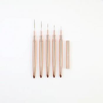 New Product Metal Handle Nail Art Brushes Liner Purple Red Gold 5 Pcs Nail Art Liner Brush Custom Liner Nail Art Brushes