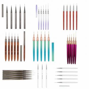 New Product Professional Detail Liner Brush Nail Art Set Metal Handle Acrylic Nail Liner Brush Set