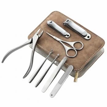 New 8 PCS Nail Clippers Kit Thick Stainless Steel Curved Blade Oblique Nail Cutter Scissor Tweezer Manicure Pedicure Tools Set