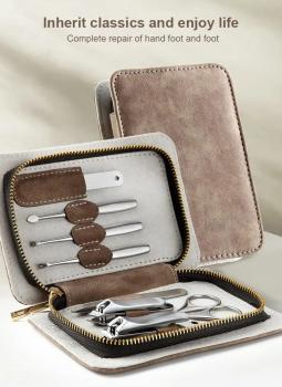 New 8 PCS Nail Clippers Kit Thick Stainless Steel Curved Blade Oblique Nail Cutter Scissor Tweezer Manicure Pedicure Tools Set