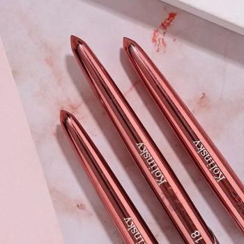 2024 Custom Logo 100% Pure Kolinsky Acrylic Nail Brush 8 10 12 14 16 Round Head Crimped Nail Art Brush Manicure Tool