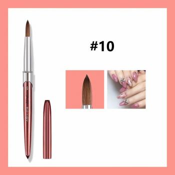 2024 Custom Logo 100% Pure Kolinsky Acrylic Nail Brush 8 10 12 14 16 Round Head Crimped Nail Art Brush Manicure Tool