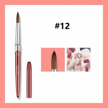 2024 Custom Logo 100% Pure Kolinsky Acrylic Nail Brush 8 10 12 14 16 Round Head Crimped Nail Art Brush Manicure Tool