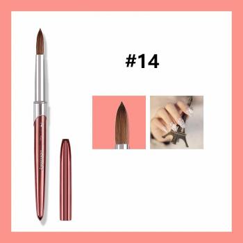 2024 Custom Logo 100% Pure Kolinsky Acrylic Nail Brush 8 10 12 14 16 Round Head Crimped Nail Art Brush Manicure Tool