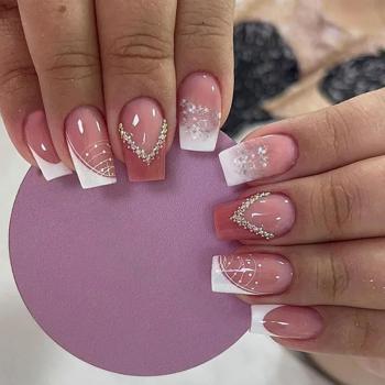 Custom 3D Strong Luxury French Style Long Fake Acrylic Nails Tips False Artificial 24 Nails Designer Press On Nails Wholesale