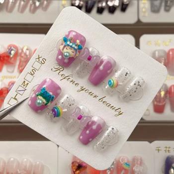 Factory Sale French Style Beautiful Fashion Design Acrylic Fake Nail Tips Elegant False Handmade Press On Nails Wholesale