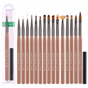 Wholesale customizable logo Brown Resin Nail Brush Flat oval angled fan liner ombre 6pcs 10pcs 15pcs or optional nail brush set