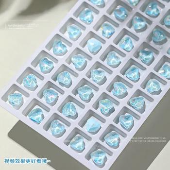 New Aurora Moonlight Blue Glitter Diamond Nail Art Hot Sale Love Butterfly Pointed Bottom Drill Nail Jewelry Wholesale