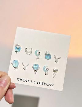 New Aurora Moonlight Blue Glitter Diamond Nail Art Hot Sale Love Butterfly Pointed Bottom Drill Nail Jewelry Wholesale