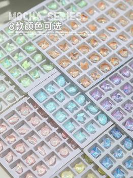 New Aurora Mocha Moonlight White Glitter Diamond Nail Art Hot Sale Love Butterfly Pointed Bottom Drill Nail Accessories