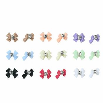 Manicure Resin Bowknot Jewelry Shiny Beauty Girl Three-dimensional Diamond-set Flat Bottom Nail Art Charms for Decoration