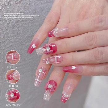 Manicure Resin Bowknot Jewelry Shiny Beauty Girl Three-dimensional Diamond-set Flat Bottom Nail Art Charms for Decoration
