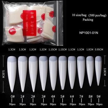 Natural long Sharp False Pointy Artificial Nails tips Long Custom Transparent False Press on Finger Nails Tips