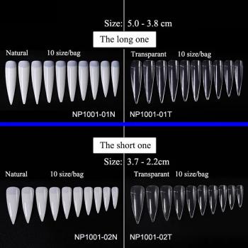 Natural long Sharp False Pointy Artificial Nails tips Long Custom Transparent False Press on Finger Nails Tips