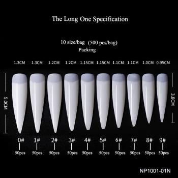 Natural long Sharp False Pointy Artificial Nails tips Long Custom Transparent False Press on Finger Nails Tips