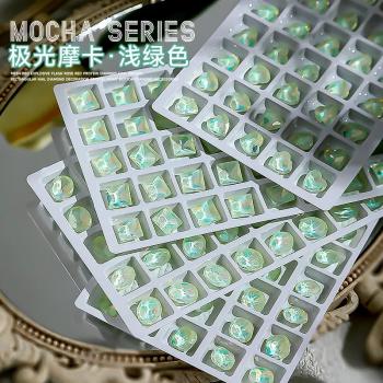 New Aurora Light Green Glitter Diamond Nail Art Hot Sale Love Butterfly Pointed Bottom Drill Nail Jewelry Wholesale